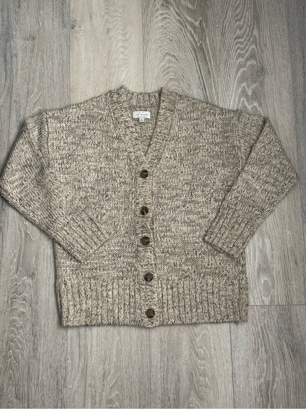 Women Casual V-Neck Button Cardigan Sweater - Beige - Picture 1 of 3